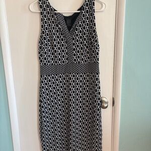 Ann Taylor Black & White Chain Print Sheath Dress Size Small